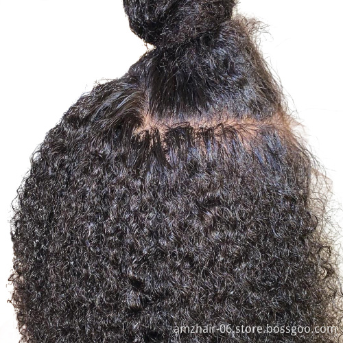 Cheap Afro Kinky Curly Glueless Lace Frontal Wig Raw Peruvian Natural Virgin Human Hair Hd Full Lace Front Wig For Black Women